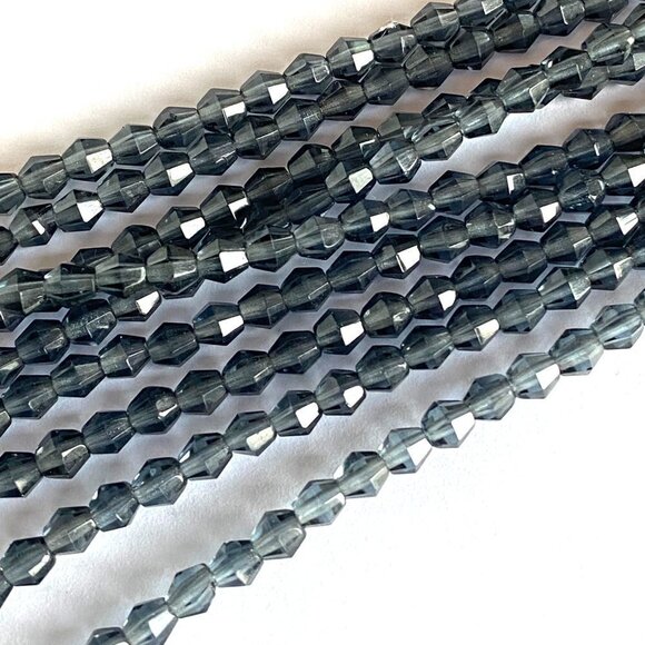 As low As $2 Steel Grey Fire Polished Bicone Czech Glass Beads 4mm (35) - Picture 2 of 2